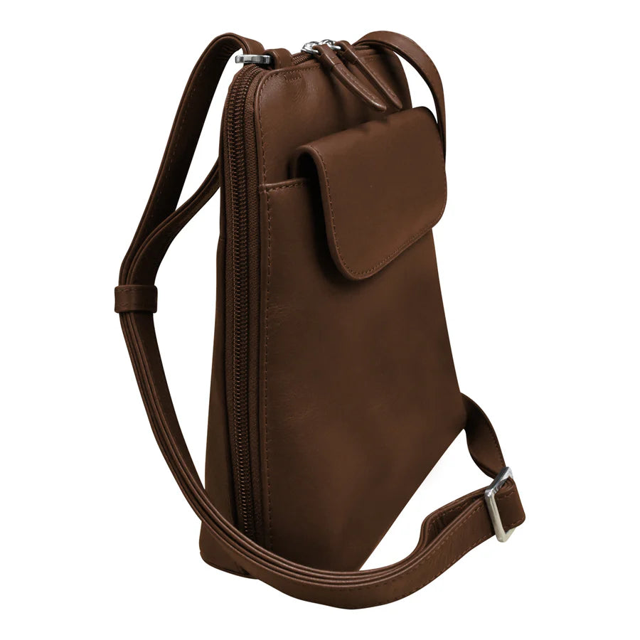 ili New York Leather RFID North-South Flap Pocket Crossbody Bag