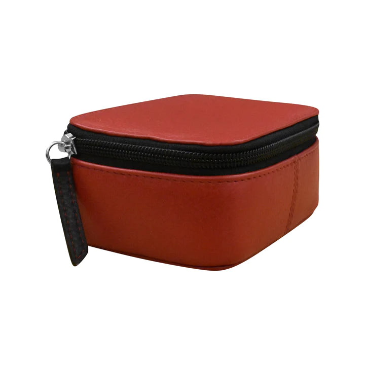 ili New York Leather Travel Jewelry Box- 6391 Red Black