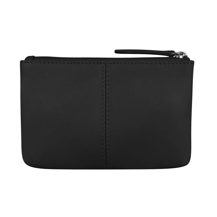 ili New York RFID Leather Coin Wallet with Key Ring - 6413 Black