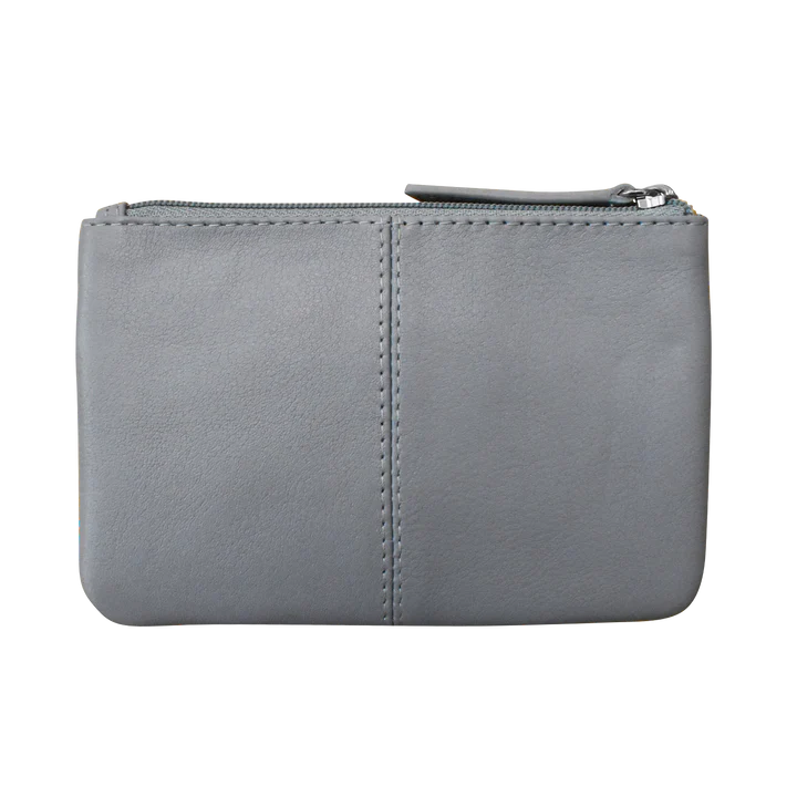 ili New York RFID Leather Coin Wallet with Key Ring - 6413 Cool Grey