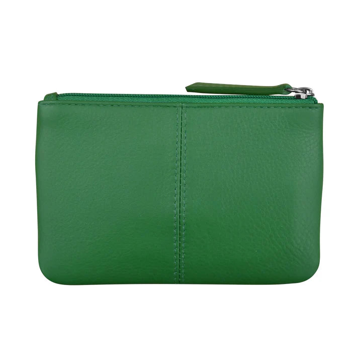 ili New York RFID Leather Coin Wallet with Key Ring - 6413 Emerald