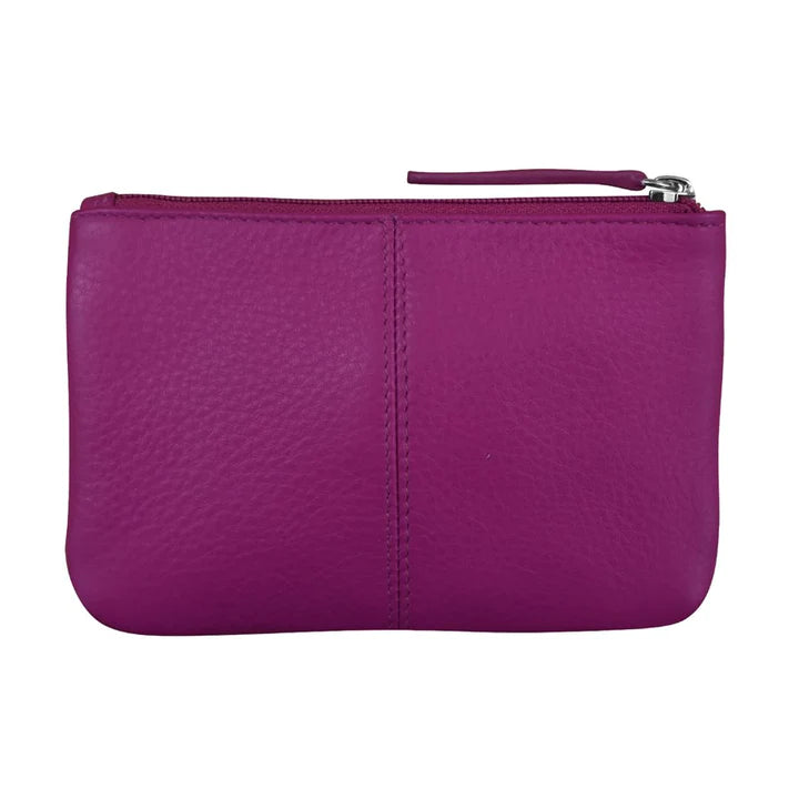 ili New York RFID Leather Coin Wallet with Key Ring - 6413 Orchid