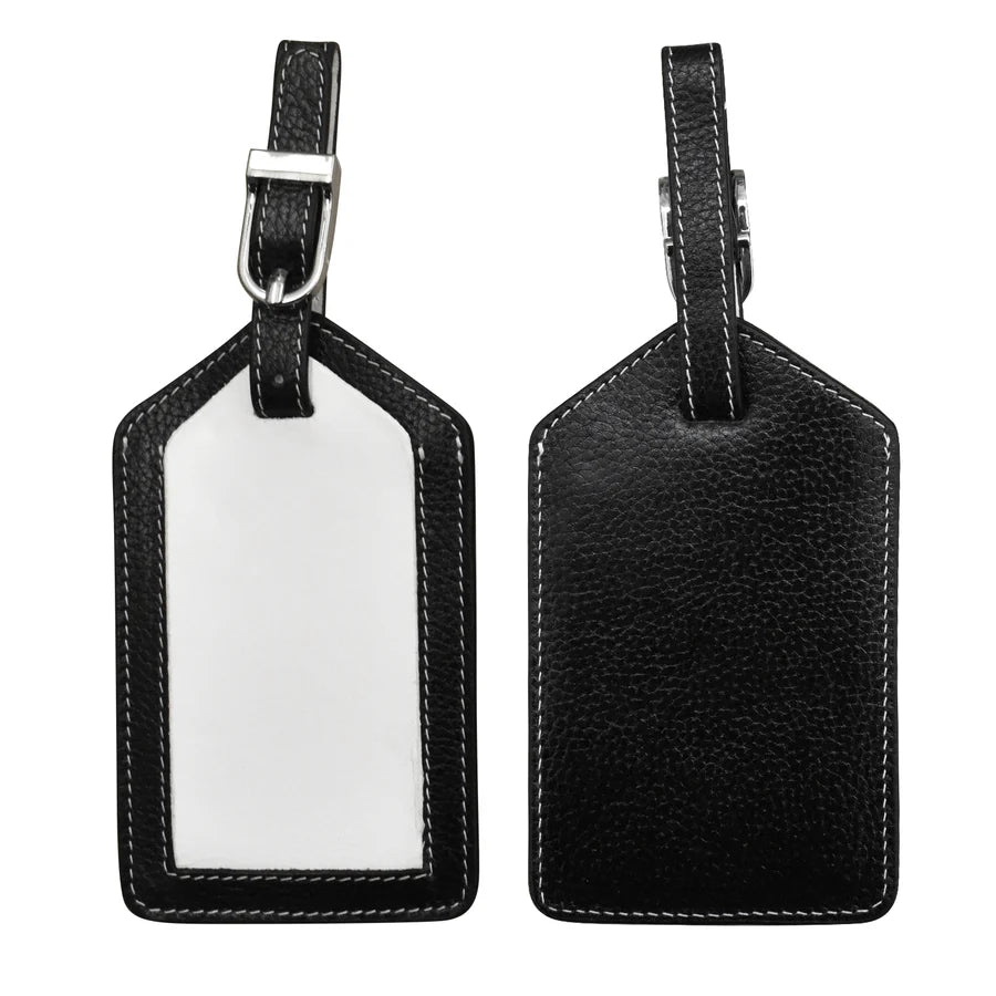 ili New York - Leather Luggage Tag- 6422 Black White
