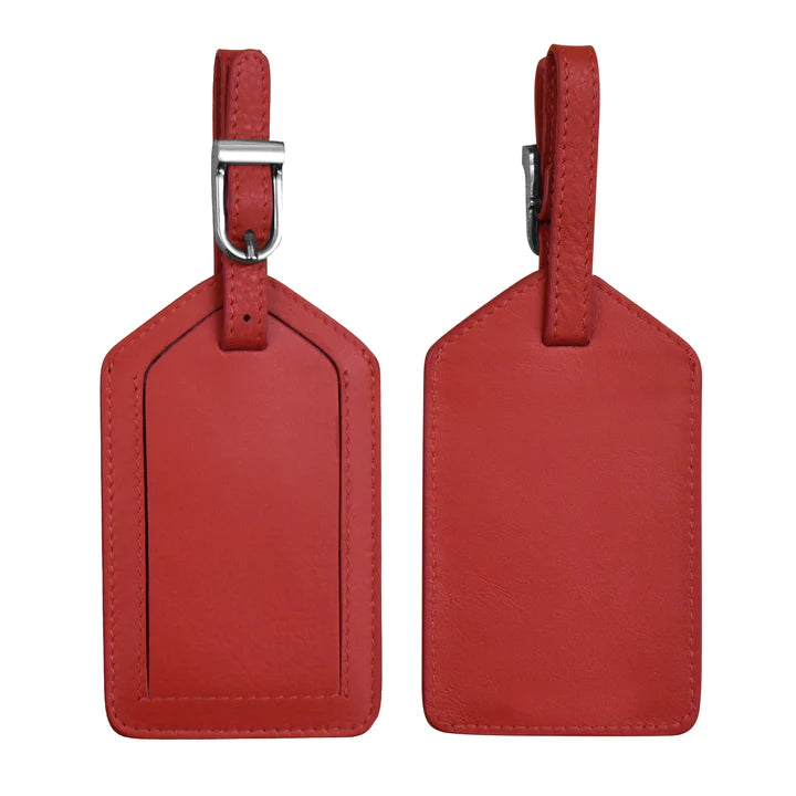 ili New York - Leather Luggage Tag- 6422 Cherry Red