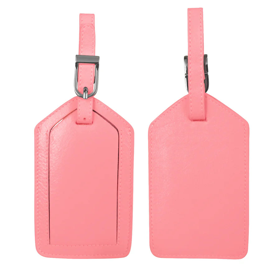ili New York - Leather Luggage Tag- 6422 Flamingo Pink