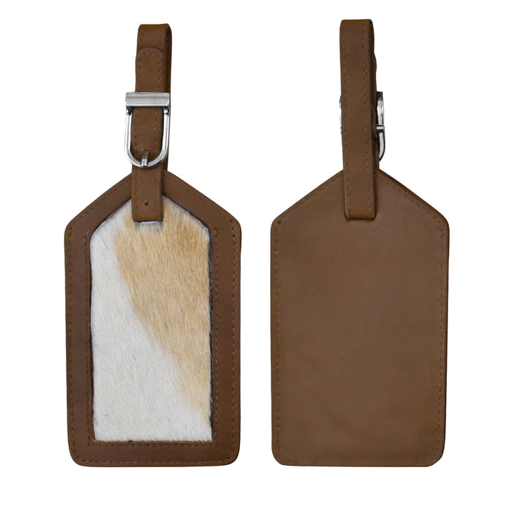 ili New York - Leather Luggage Tag- 6422H Toffee Haircalf