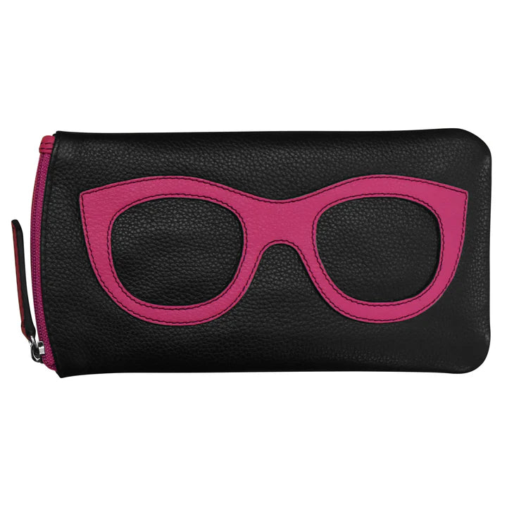 ili New York Eyeglass Leather Case- 6462 Black Indian Pink