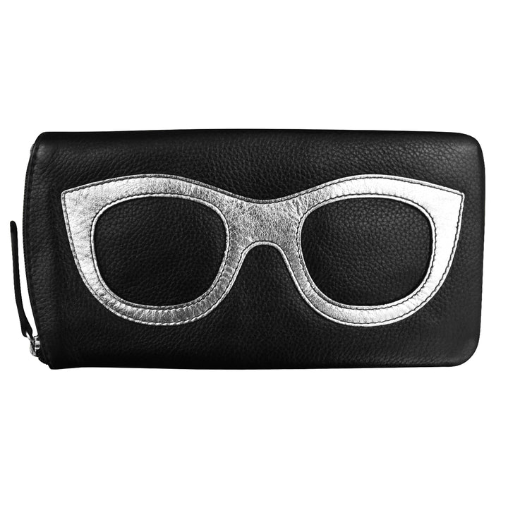 ili New York Eyeglass Leather Case- 6462 Black Silver
