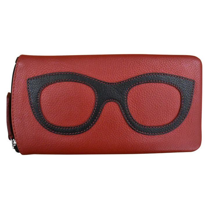 ili New York Eyeglass Leather Case- 6462 Red Black