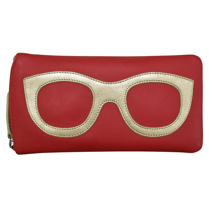 ili New York Eyeglass Leather Case- 6462 Red Gold