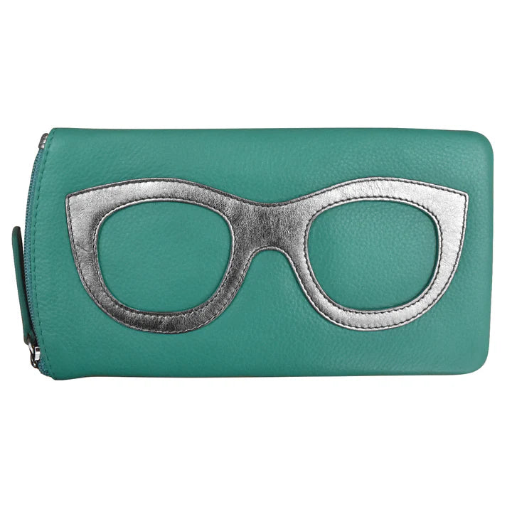 ili New York Eyeglass Leather Case- 6462 Turquoise Silver