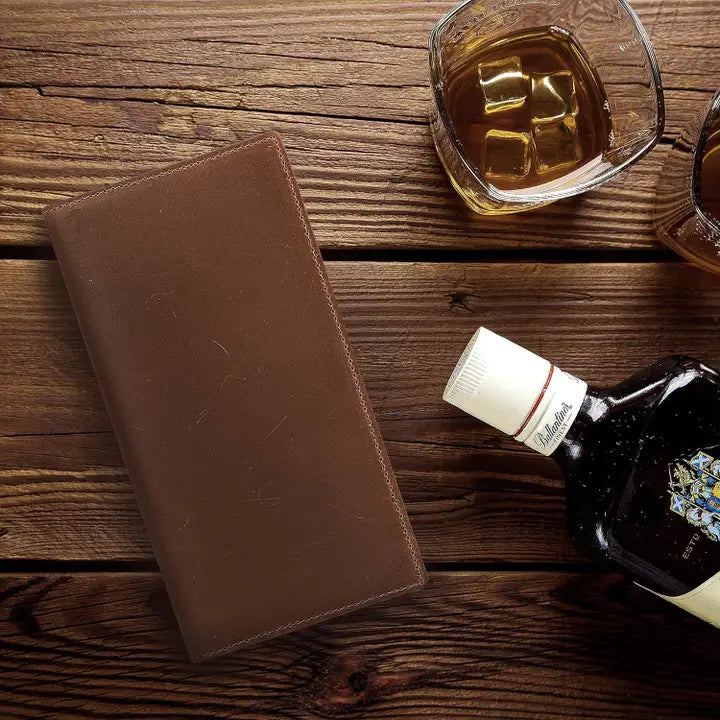 American Leather Goods- Genuine Leather Customizable RFID Bifold Long Wallet