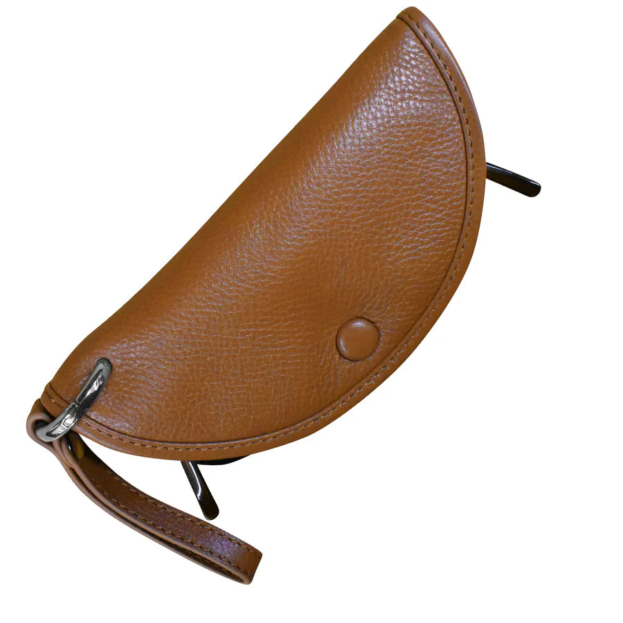 ili New York Leather Halfmoon Eyeglass Holder Bag Charm Antique Saddle