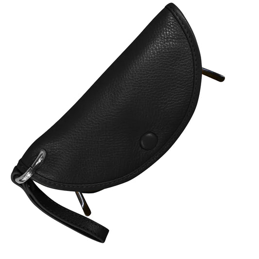 ili New York Leather Halfmoon Eyeglass Holder Bag Charm Black