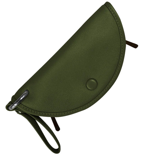 ili New York Leather Halfmoon Eyeglass Holder Bag Charm Pesto Green