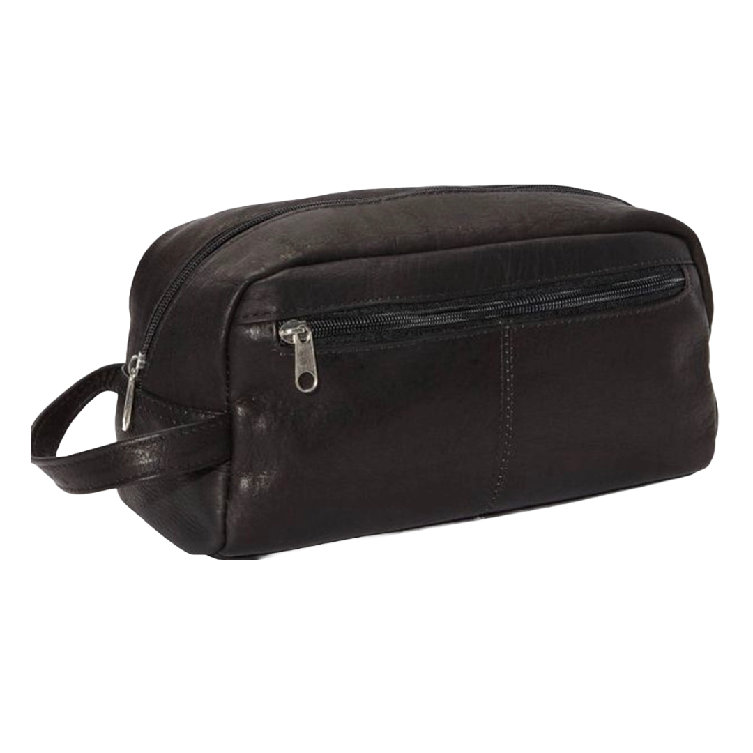 David King & Co. 415 Tall Leather Toiletry/Shave Kit Black