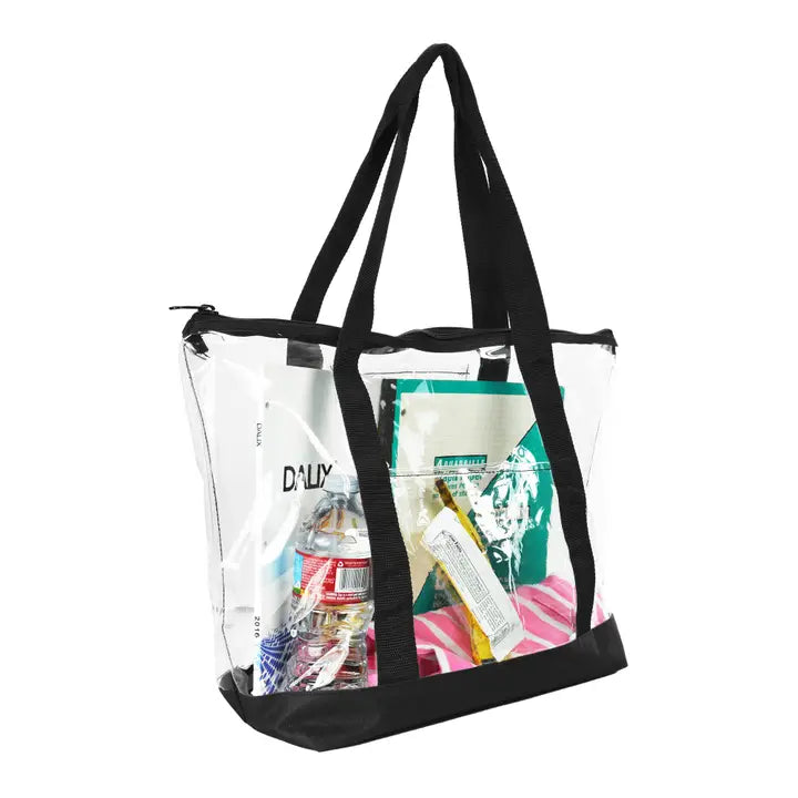 Dalix Clear Shopping Tote Black Clear