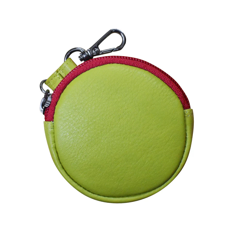 ili New York Leather Round Coin Pouch Bag Charm Pear Indian Pink