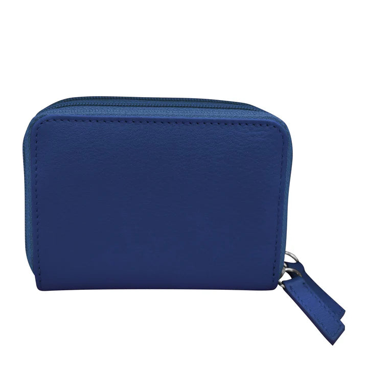 ili New York RFID Accordian Case Leather Wallet- 6714 Cobalt
