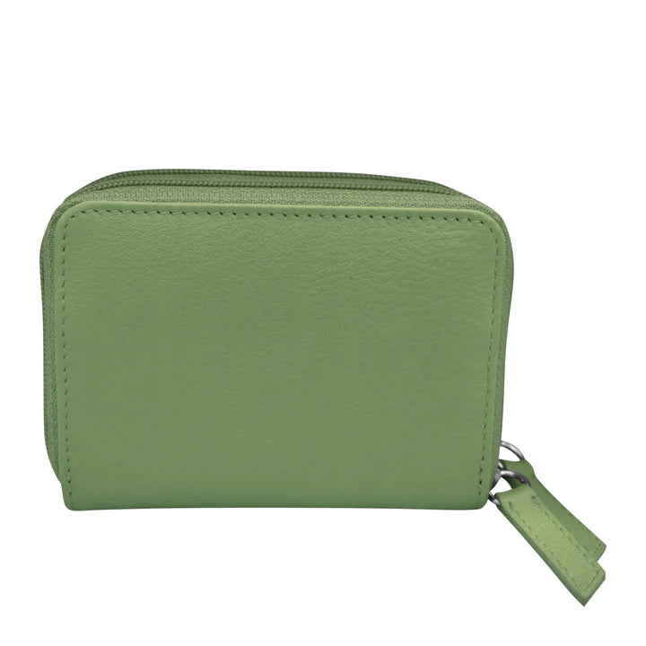 ili New York RFID Accordian Case Leather Wallet- 6714 Sage