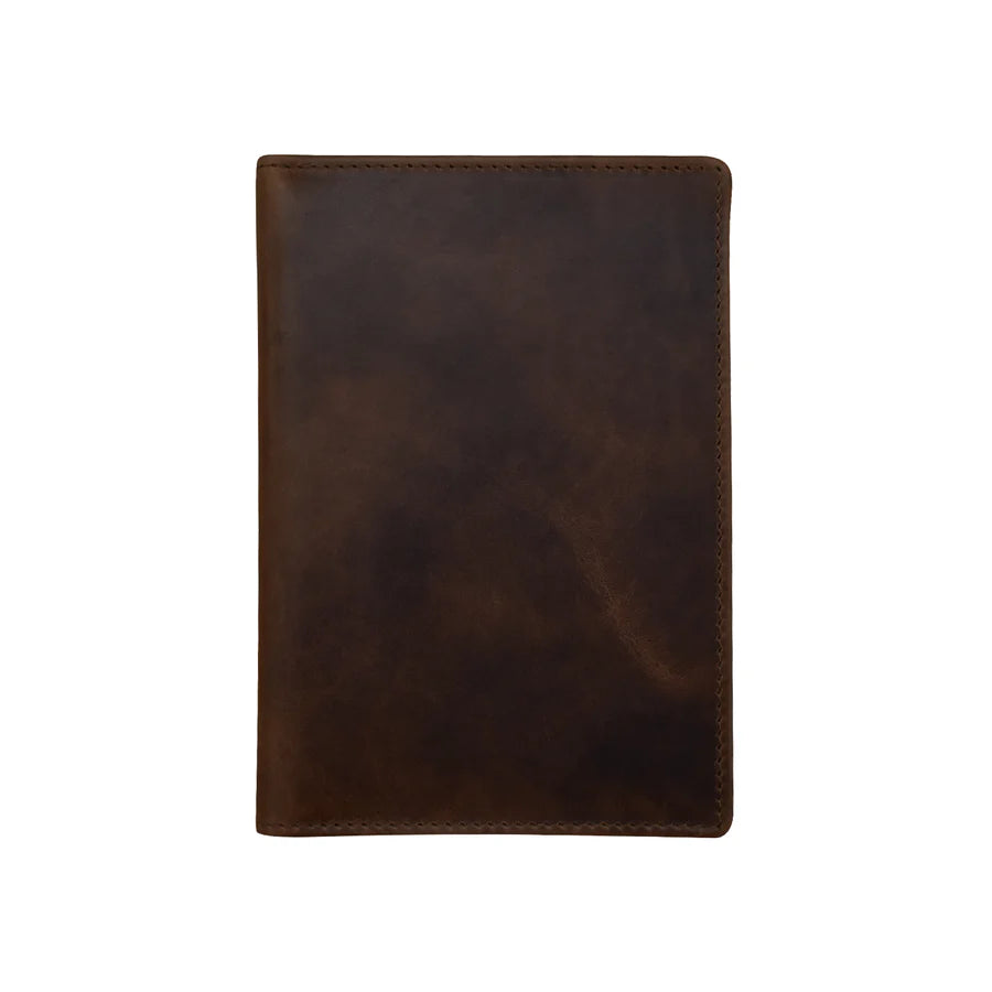 ili New York RFID Leather Passport Wallet- 6753 Chocolate Distressed Leather
