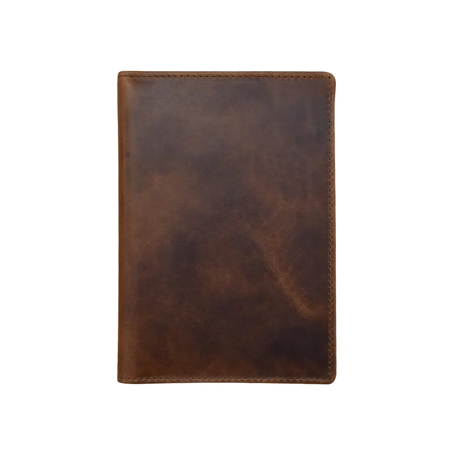 ili New York RFID Leather Passport Wallet- 6753 Rustic Brown Distressed Leather