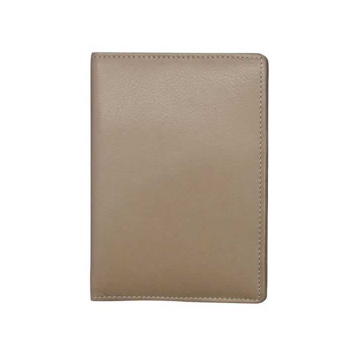 ili New York RFID Leather Passport Wallet- 6753 Taupe