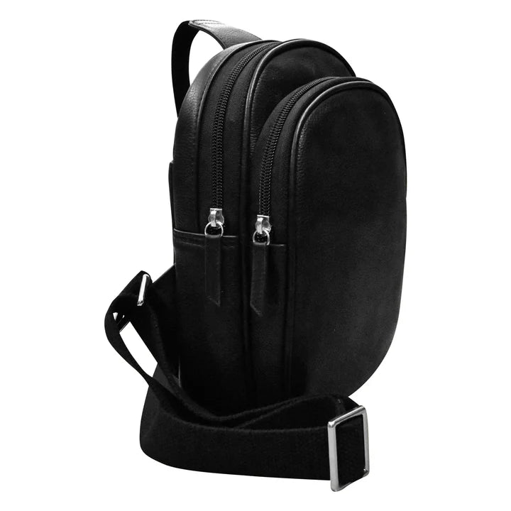 ili New York Leather Double Zip Crossbody Sling