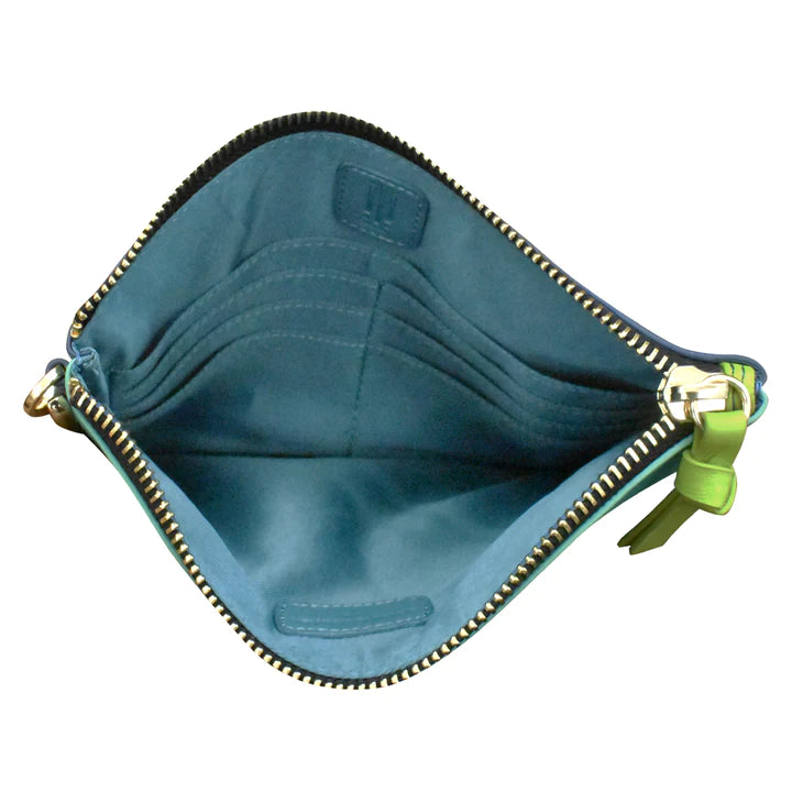 ili New York RFID Leather Multi Color Top Zip Wristlet- 6771