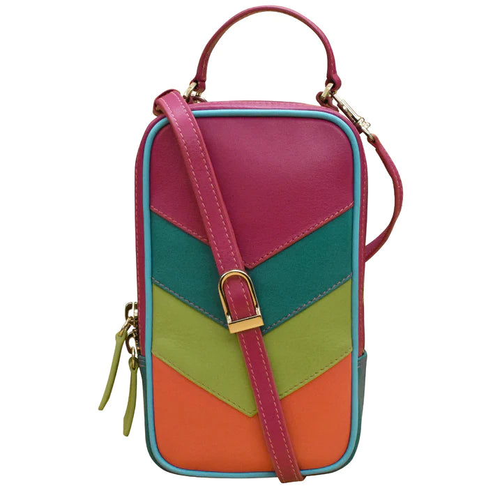 ili New York Leather RFID Multi Color Phone Bag- 6772 Paradise Multi