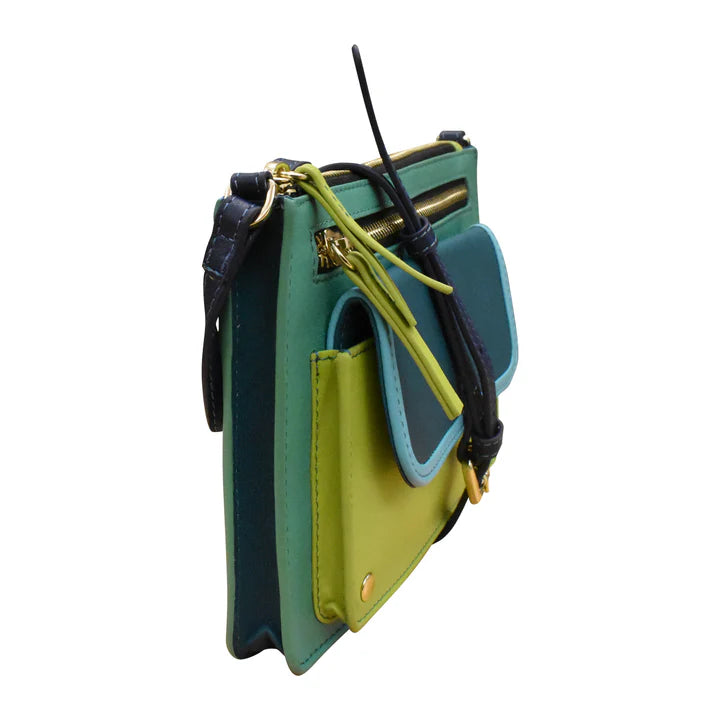 ili New York Leather Multi Color Slim Crossbody- 6774