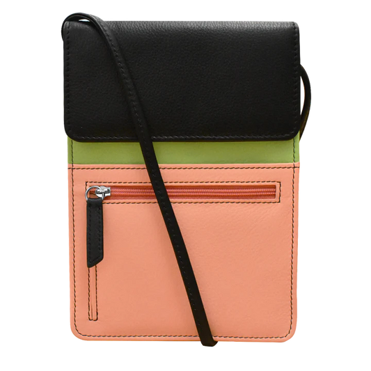 ili New York - RFID blocking Leather Organizer on a String - Large- 6824 Peach Multi