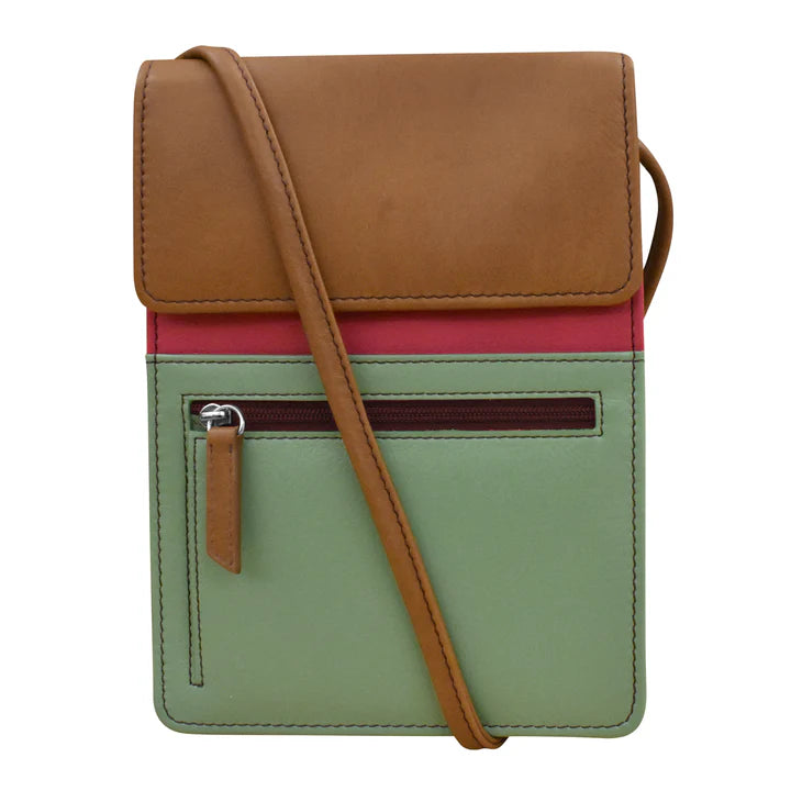 ili New York - RFID blocking Leather Organizer on a String - Large- 6824 Sage Multi