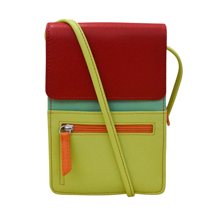 ili New York - RFID Crossbody Leather Organizer on a String- Small- 6827 Citrus