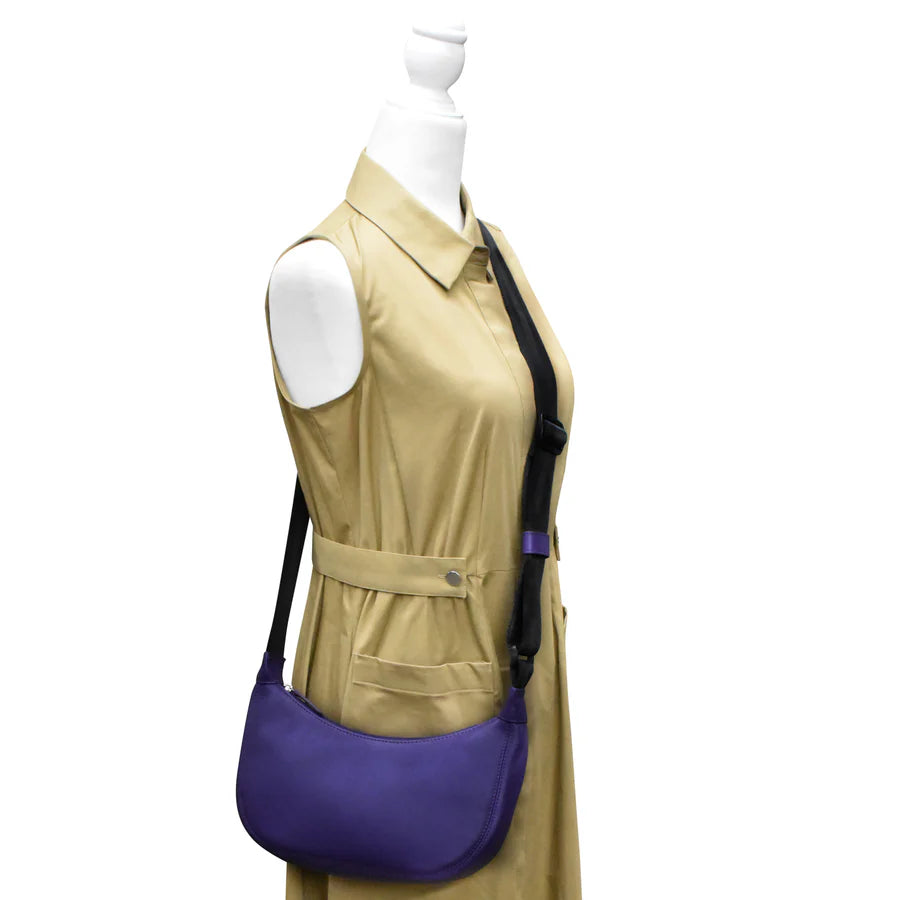 ili New York Leather & Nylon Strap RFID Round Crossbody Bag