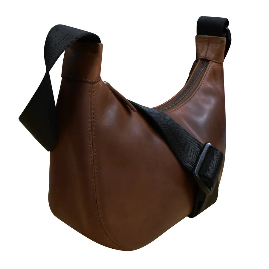 ili New York Leather & Nylon Strap RFID Round Crossbody Bag