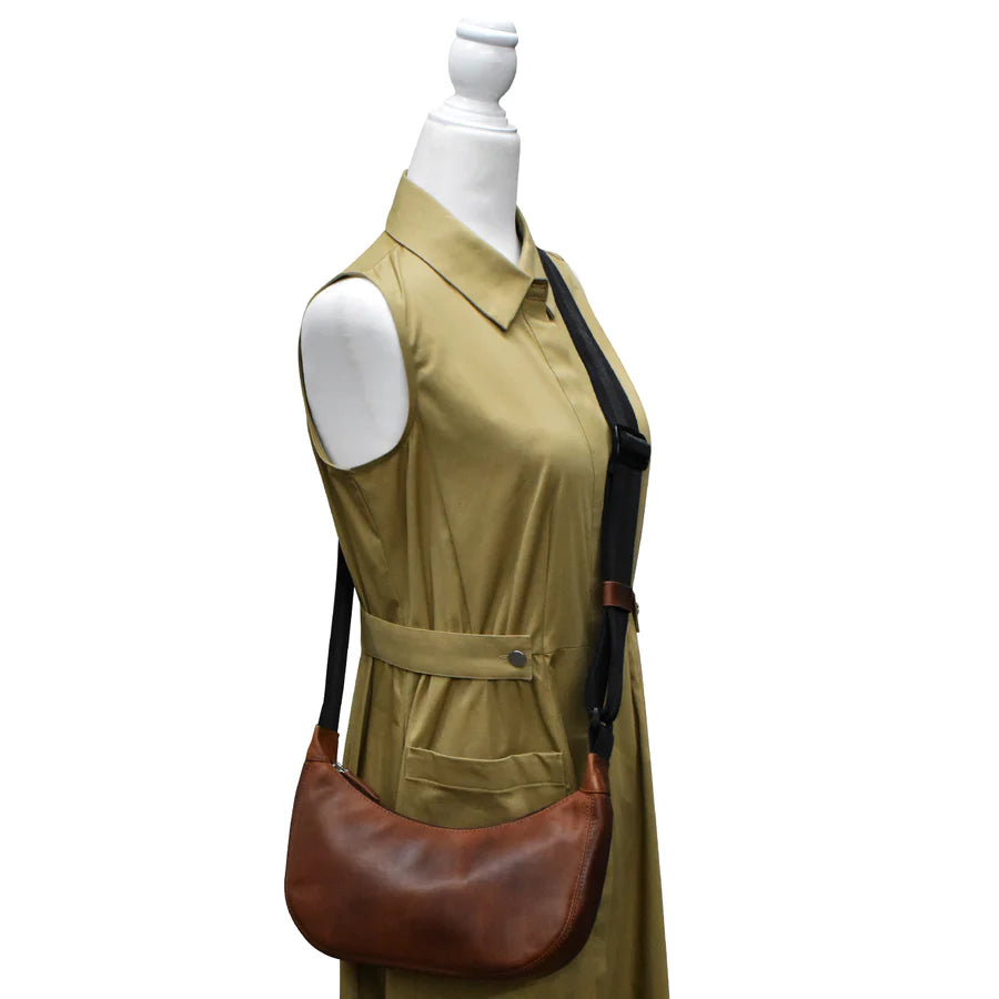 ili New York Leather & Nylon Strap RFID Round Crossbody Bag