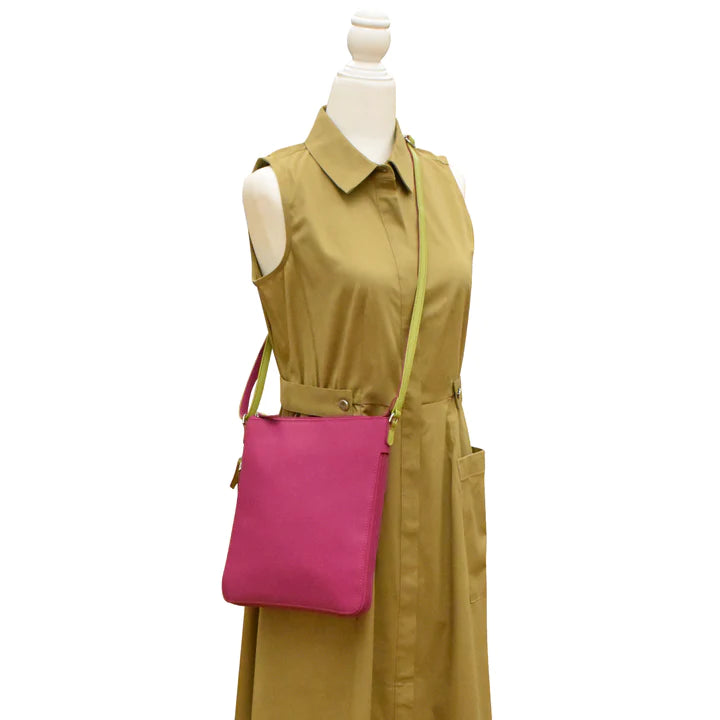 ili New York Leather Expandable Crossbody Bag- 6930