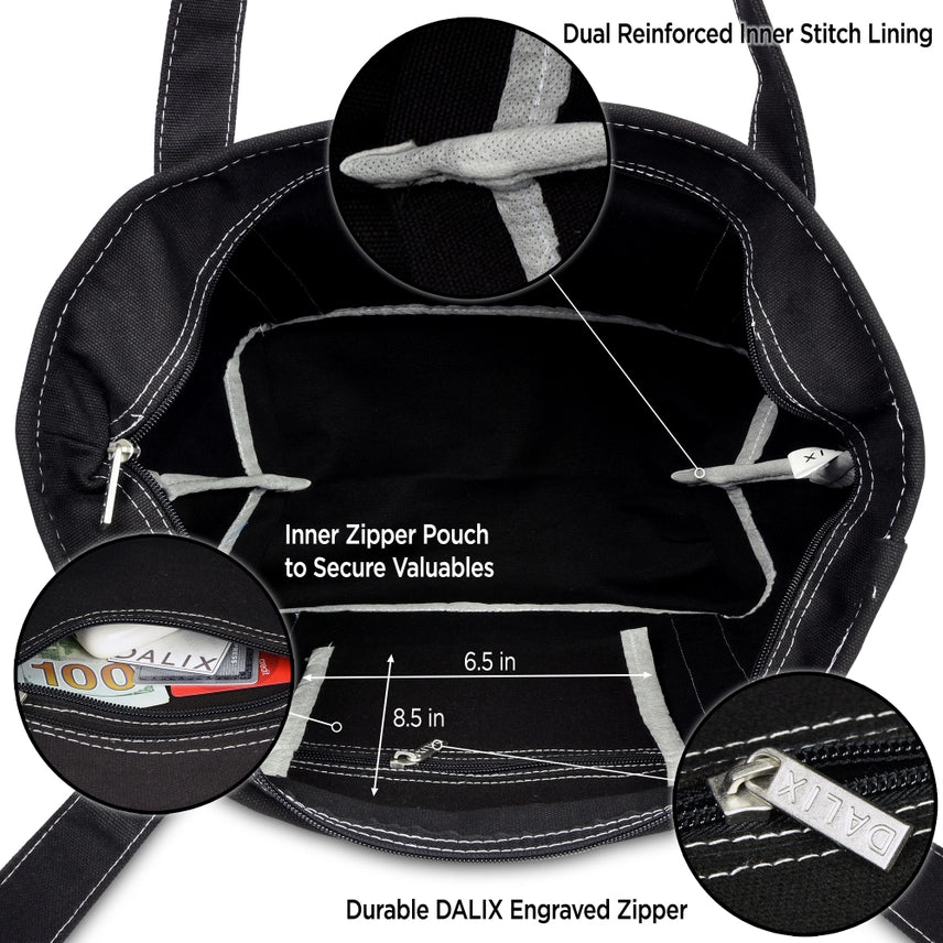 Dalix 20" Solid Color Cotton Canvas Shopping Tote Bag