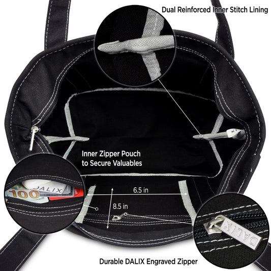 Dalix 20" Solid Color Cotton Canvas Shopping Tote Bag