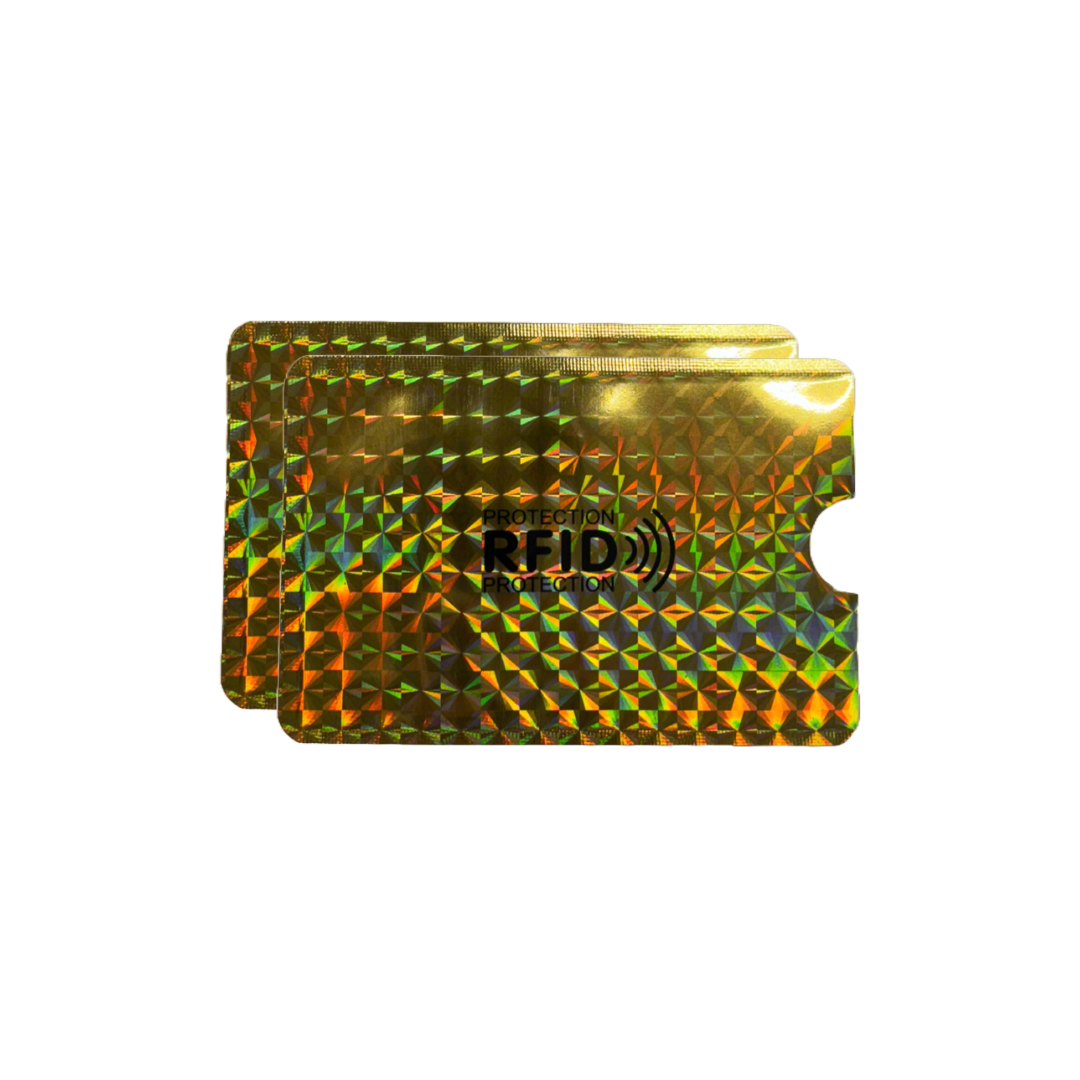 2-Pack RFID Blocking Credit Card Sleeves Holographic Gold