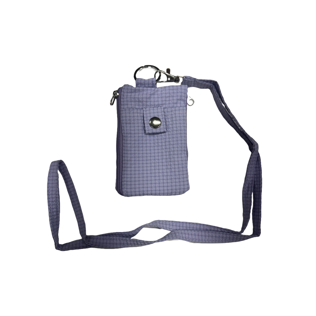 Small 4x3 RFID Card & ID Zippered Wallet Lanyard Lavender