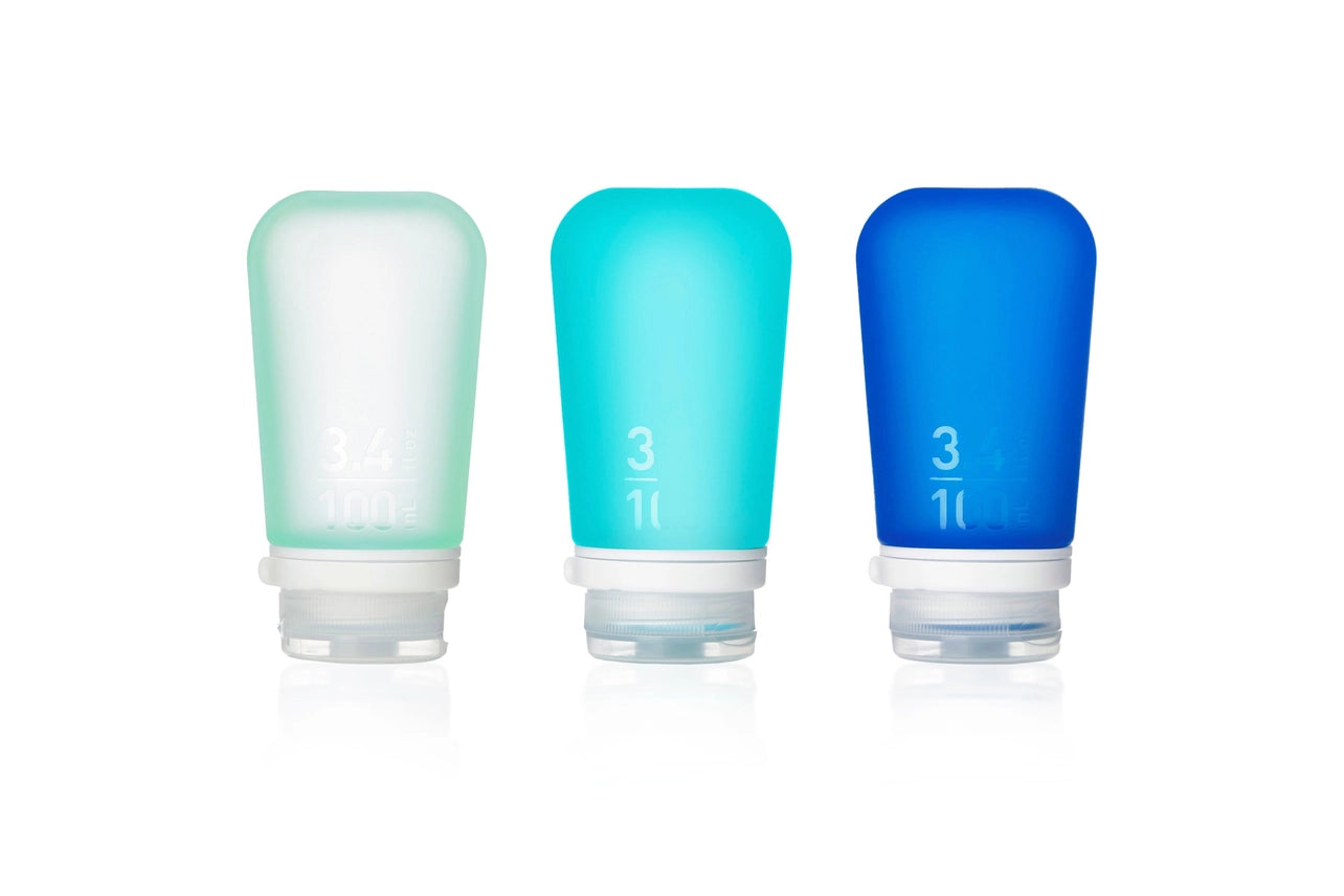 Humangear - 3.4 oz GoToob+ 3-Pack Silicone 3-1-1 Toiletry Bottles (LARGE)