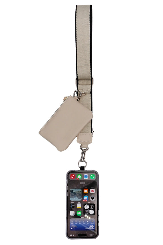 Smartphone Crossbody Lanyard With Detachable Zippered Pouch Ivory