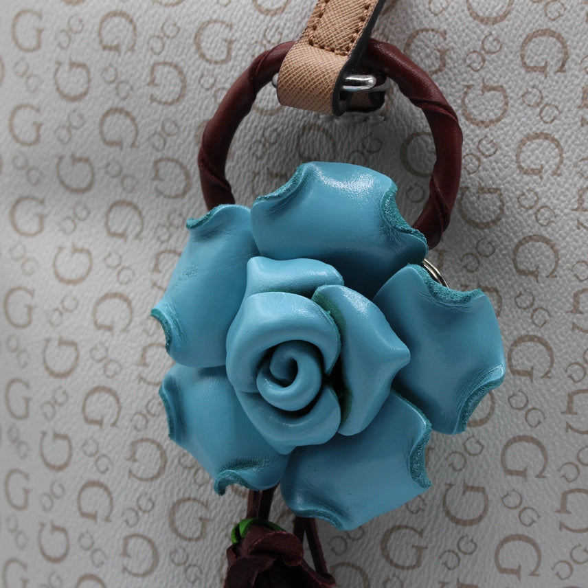 Leather Bag Charm/Keychain- Rose Ensign Blue