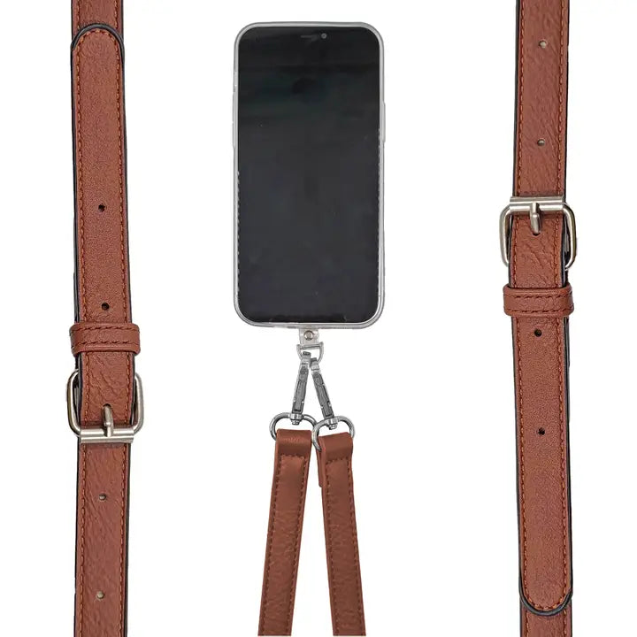 K. Carroll Vegan Cellphone Crossbody Lanyard/Handbag Strap Vegan Leather Camel