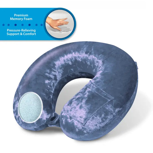 Cloudz Luxe Crushed Velvet Memory Foam Travel Pillow