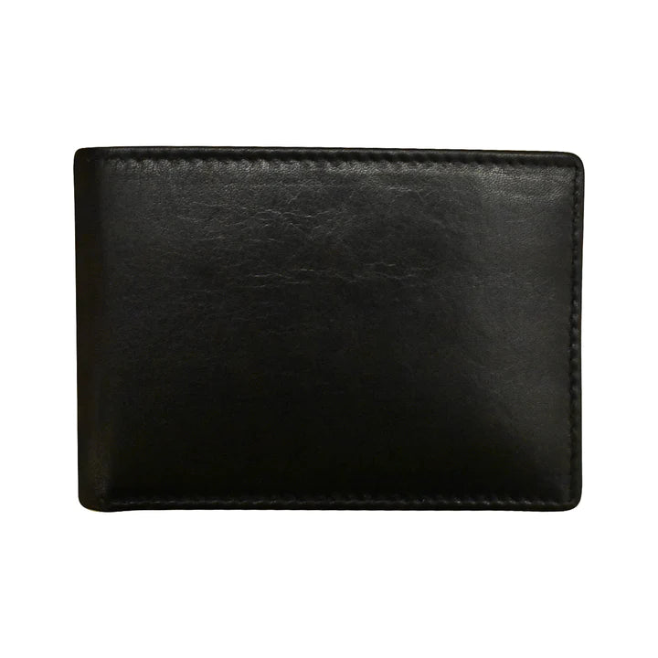 ili New York Leather RFID Compact Bifold Wallet- 7001 Black