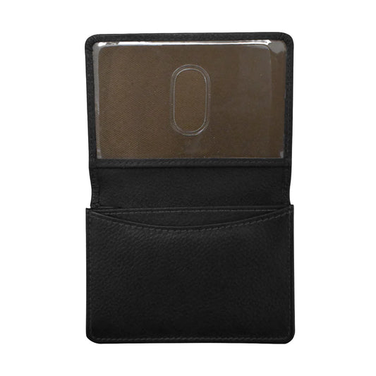 ili New York RFID Pebble Leather Flap Card Wallet Black