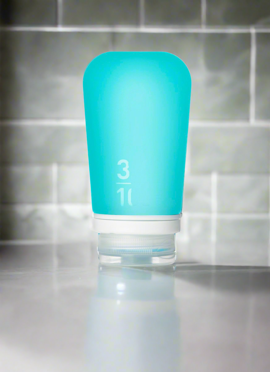 Humangear- 3.4 oz GoToob+ Silicone Toiletry 3-1-1 Bottle (LARGE) Aqua